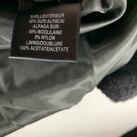 Hiso‎ Shawl Lapel Overcoat Womens Size 2 Black Wool Alpaca Canada Hooded 6362 - Picture 6 of 11